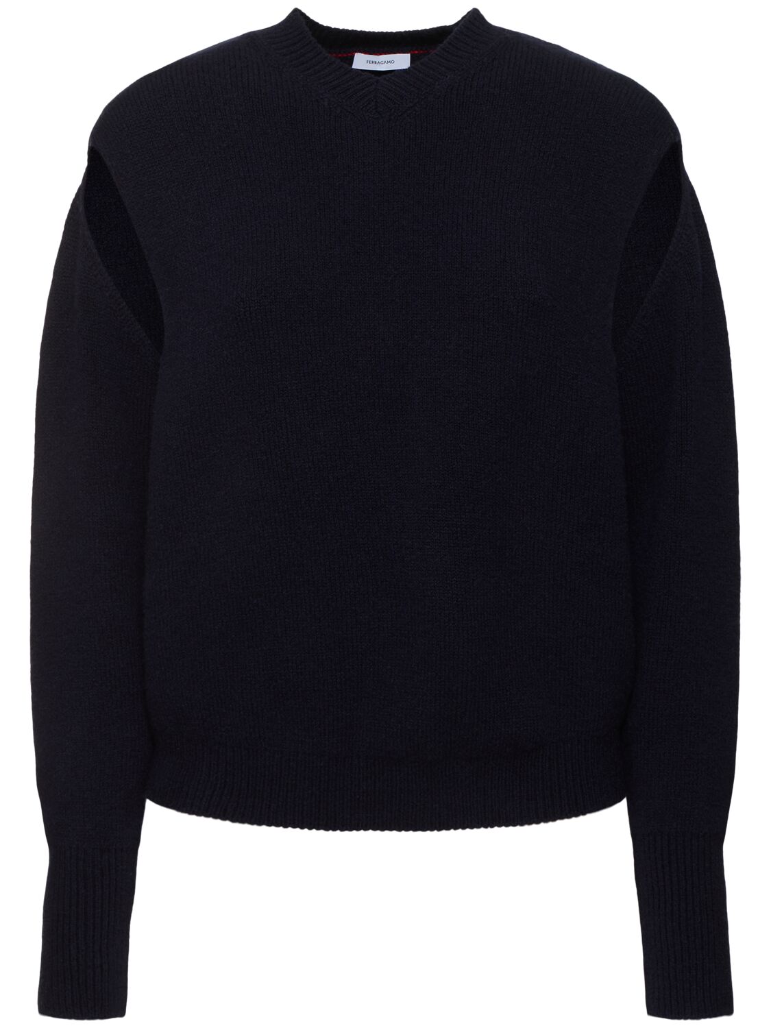 Ferragamo Cashmere Blend Cutout Sweater In Navy