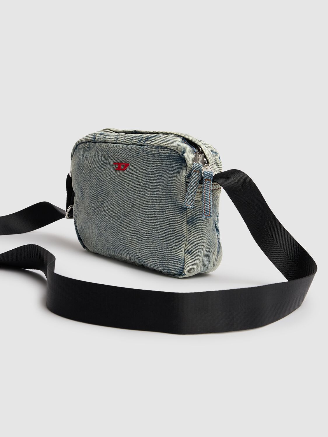 Shop Diesel Rave Denim Camera Bag In Light Blue