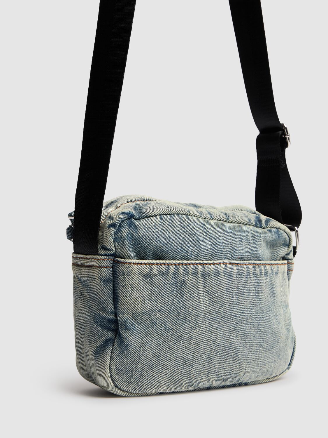 Shop Diesel Rave Denim Camera Bag In Light Blue