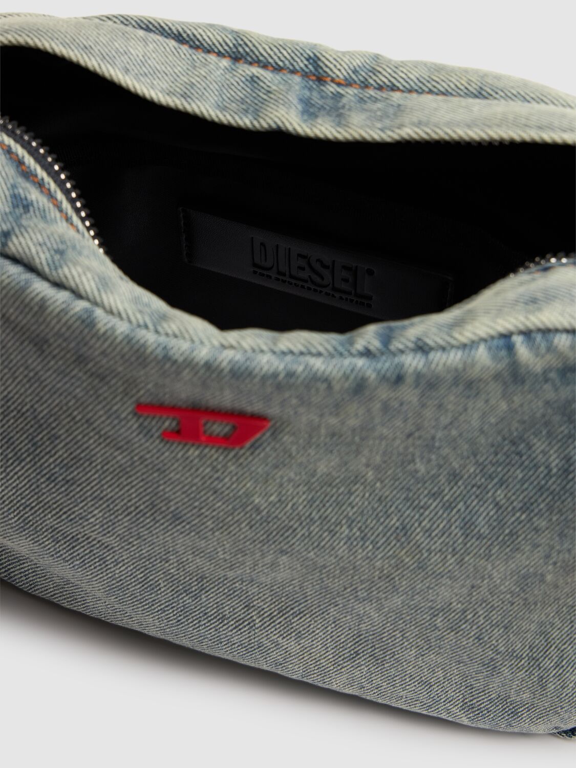 Shop Diesel Rave Denim Camera Bag In Light Blue