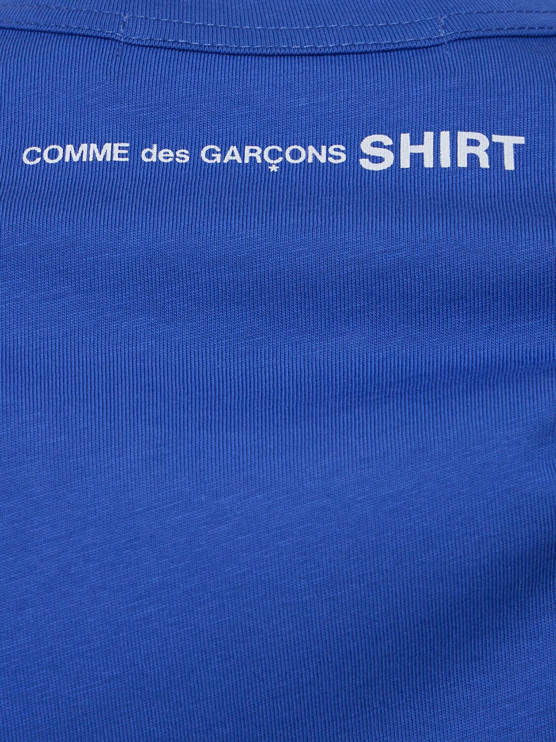 Shop Comme Des Garçons Shirt Cdg Logo Cotton T-shirt In Blue