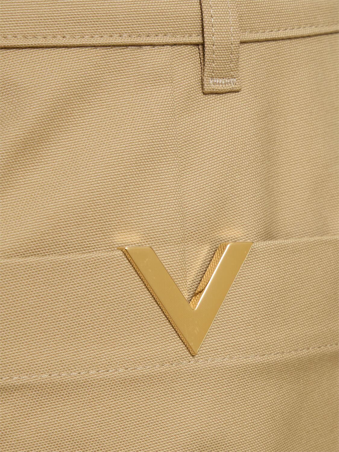 Shop Valentino Stretch Cotton Canvas Cargo Pants In Beige