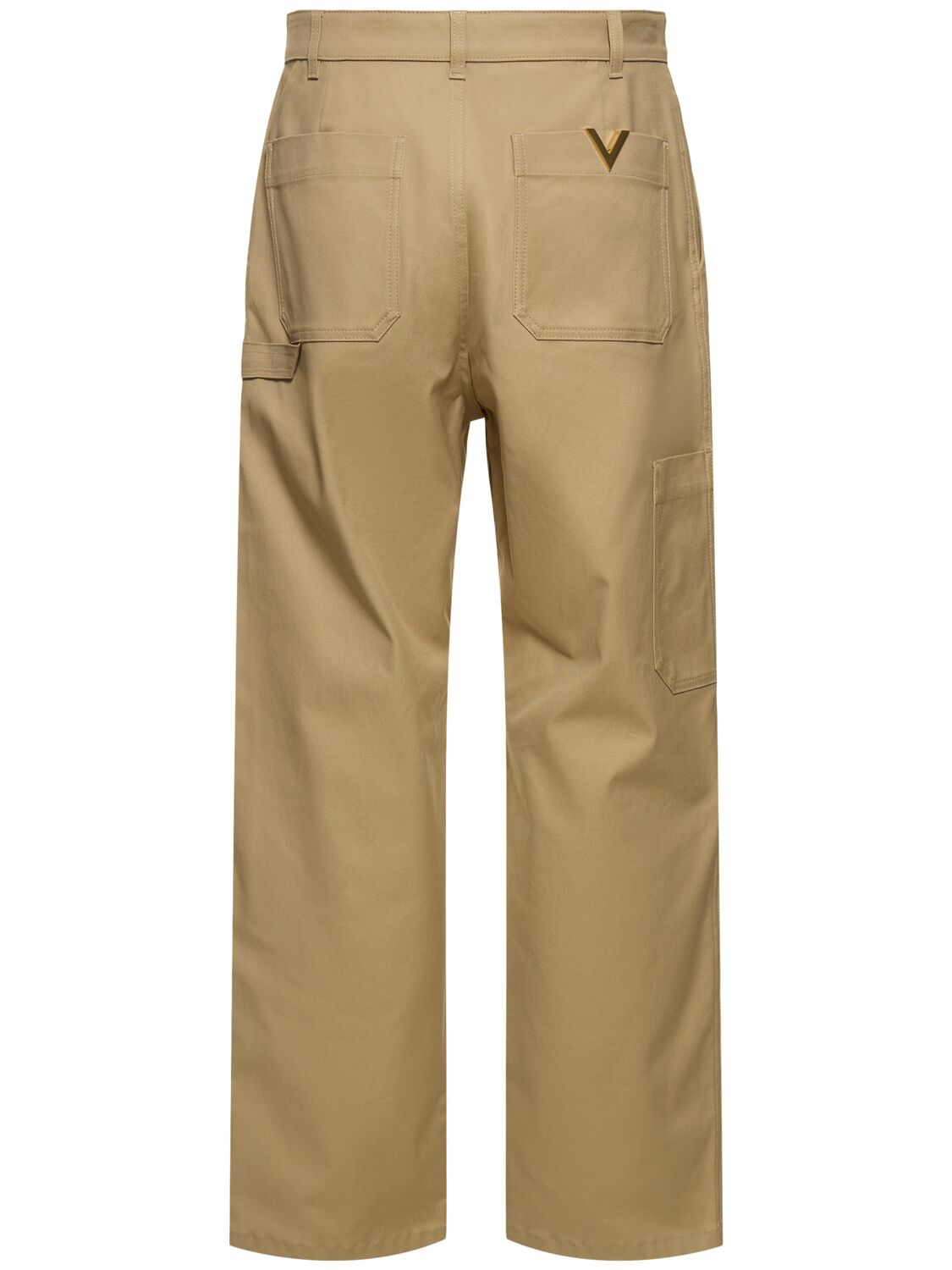 Shop Valentino Stretch Cotton Canvas Cargo Pants In Beige