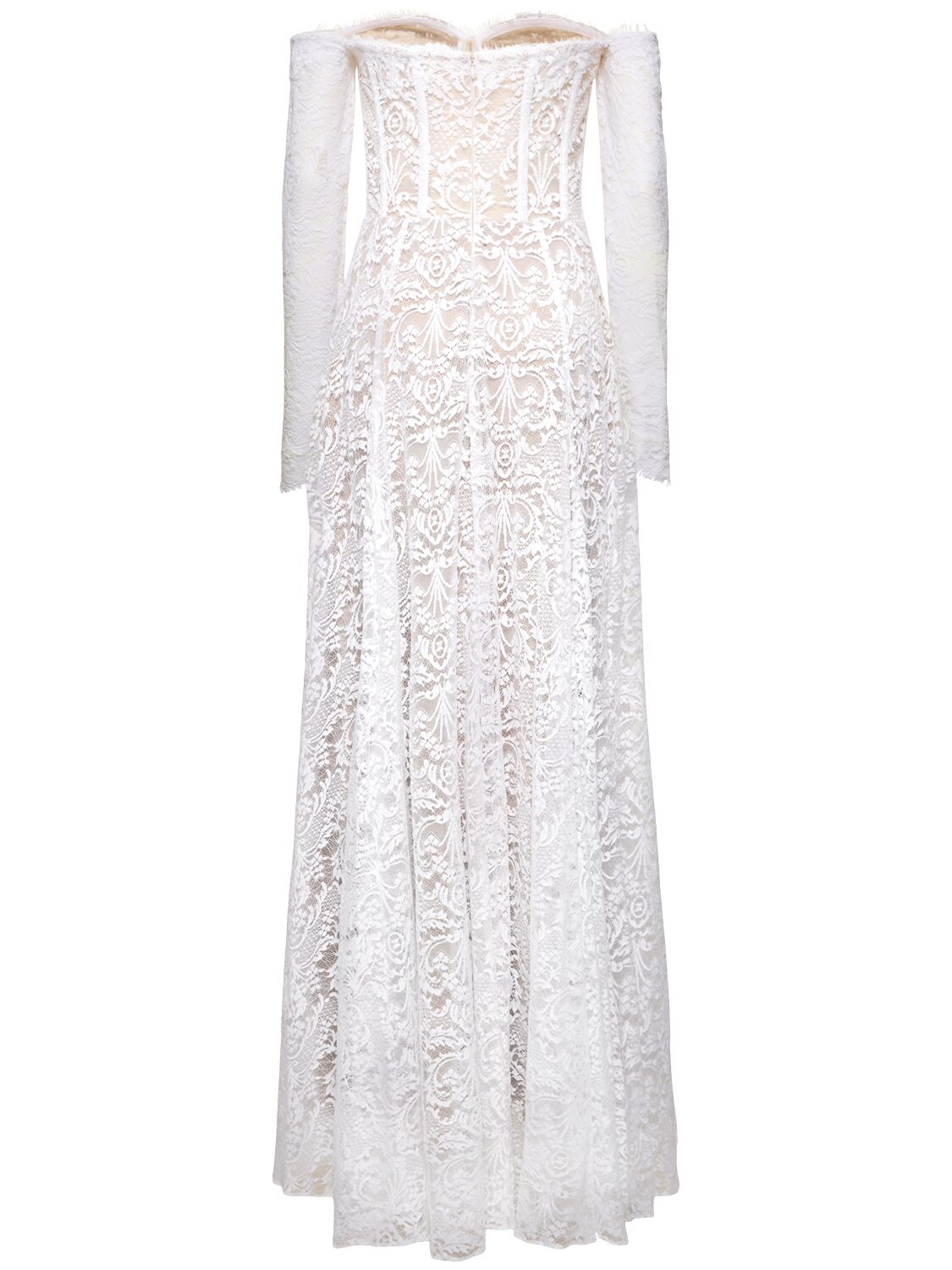 Shop Zuhair Murad Embroidered Off-the-shoulder Long Dress In White