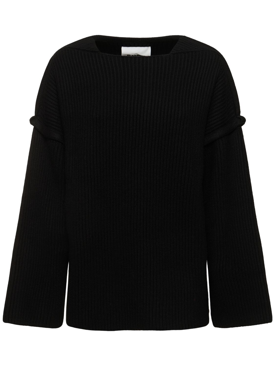 Jil Sander Boiled Wool Knit Sweater In Black