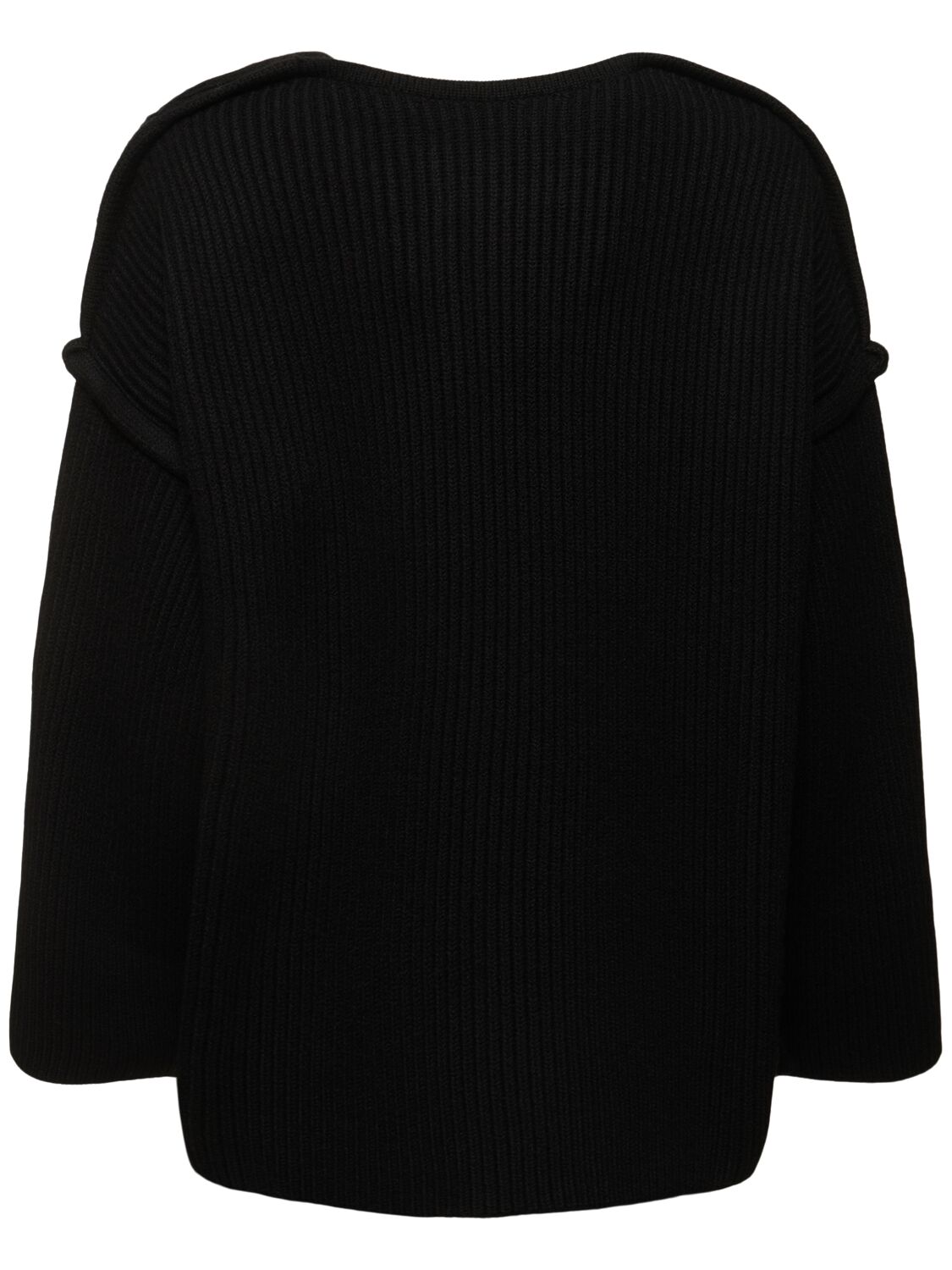 Shop Jil Sander Boiled Wool Knit Sweater In Black