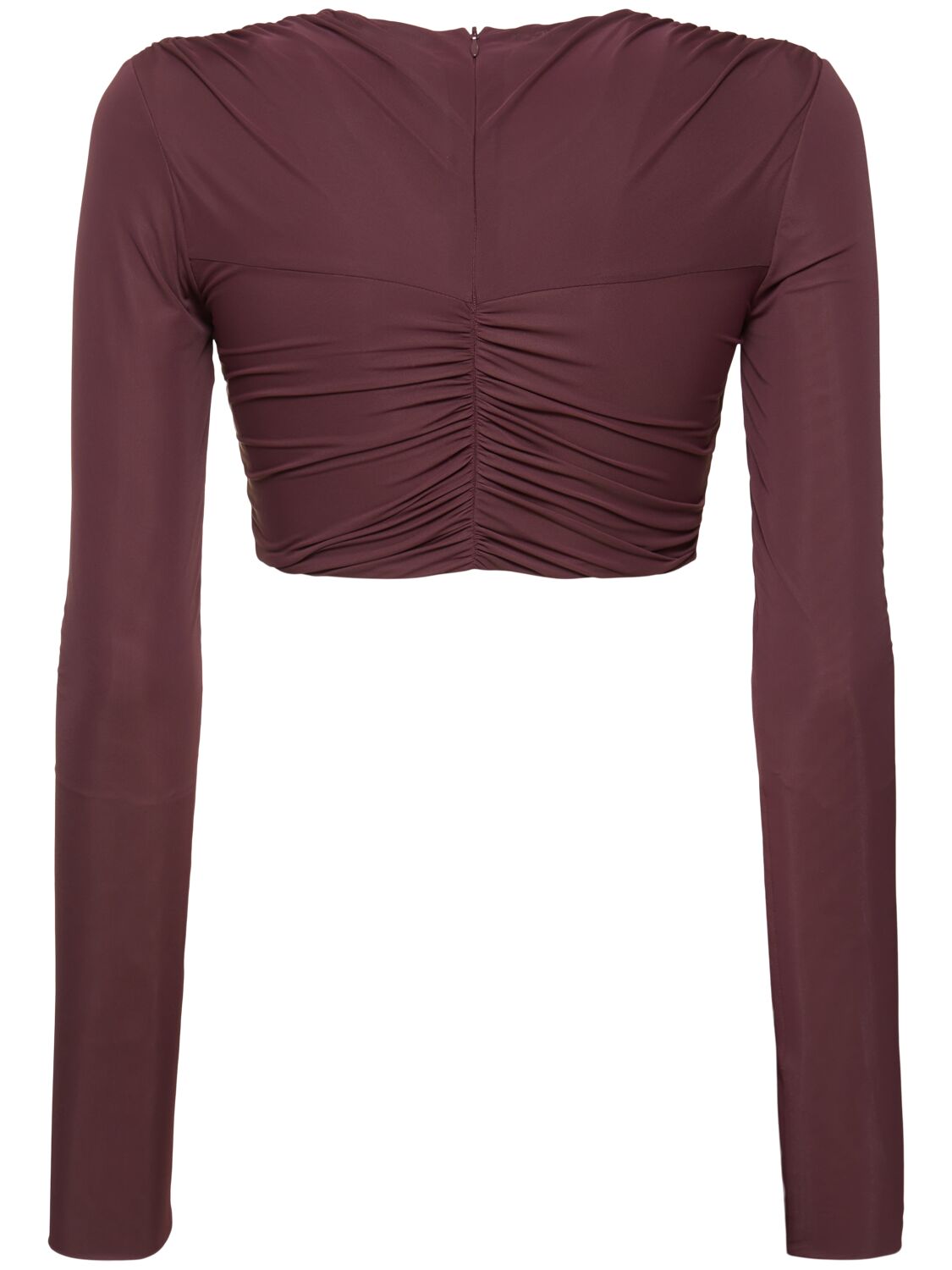 Shop Christopher Esber Venus Sheer Jersey Crop Top In Brown