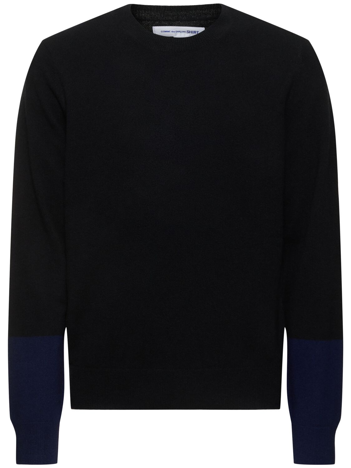 Comme Des Garçons Shirt Forever Two-tone Wool Knit Sweater In Black