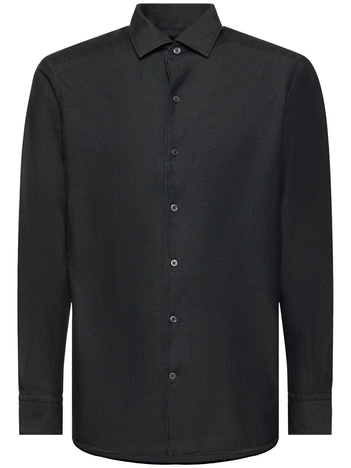 Zegna Cashco Regular Fit Denim Shirt In Black