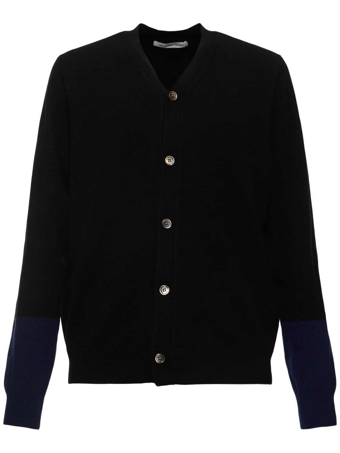 Comme Des Garçons Shirt Forever Two-tone Wool Cardigan In Black