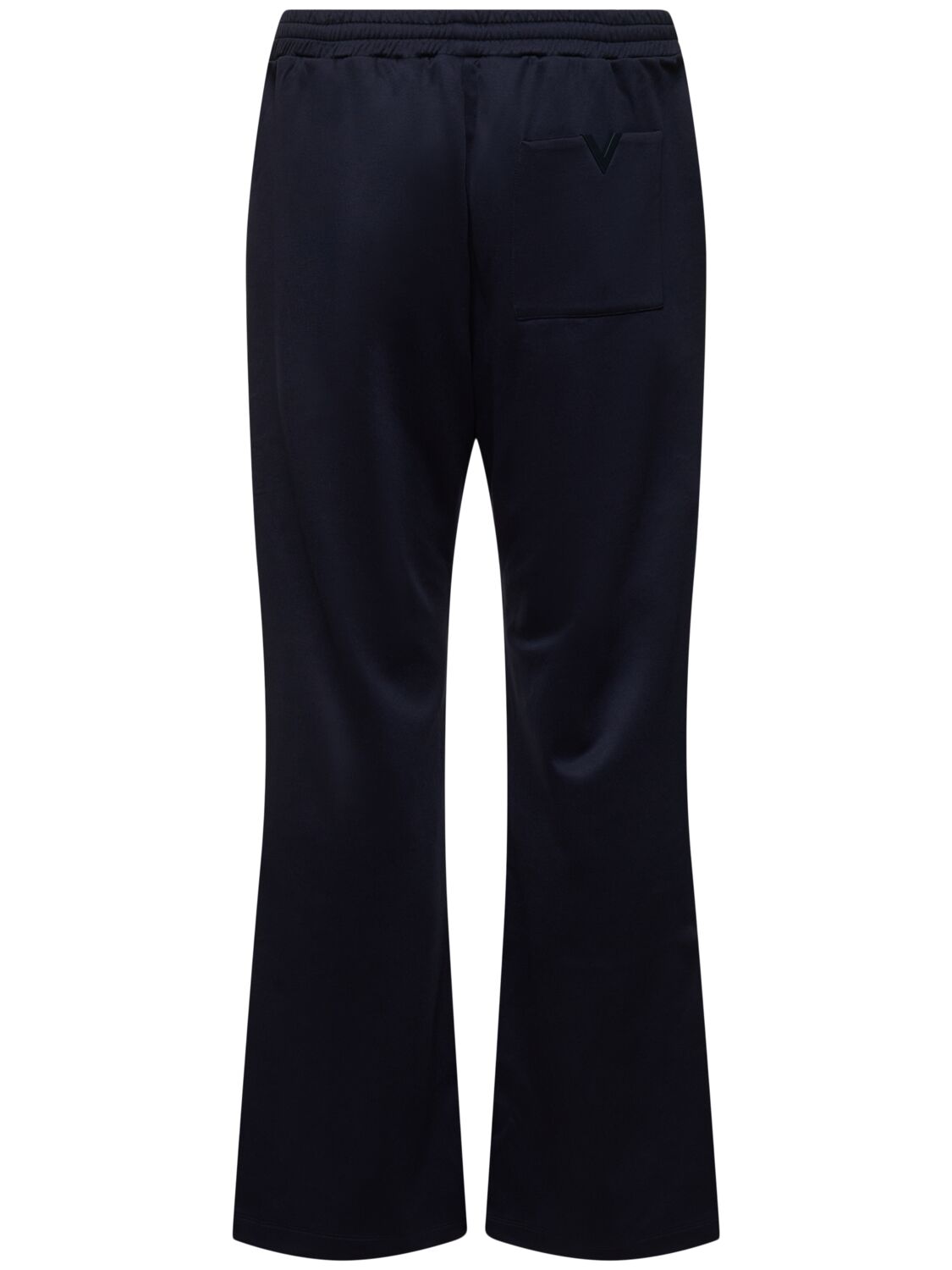 Shop Valentino Double Cotton Blend Jersey Track Pants In Navy