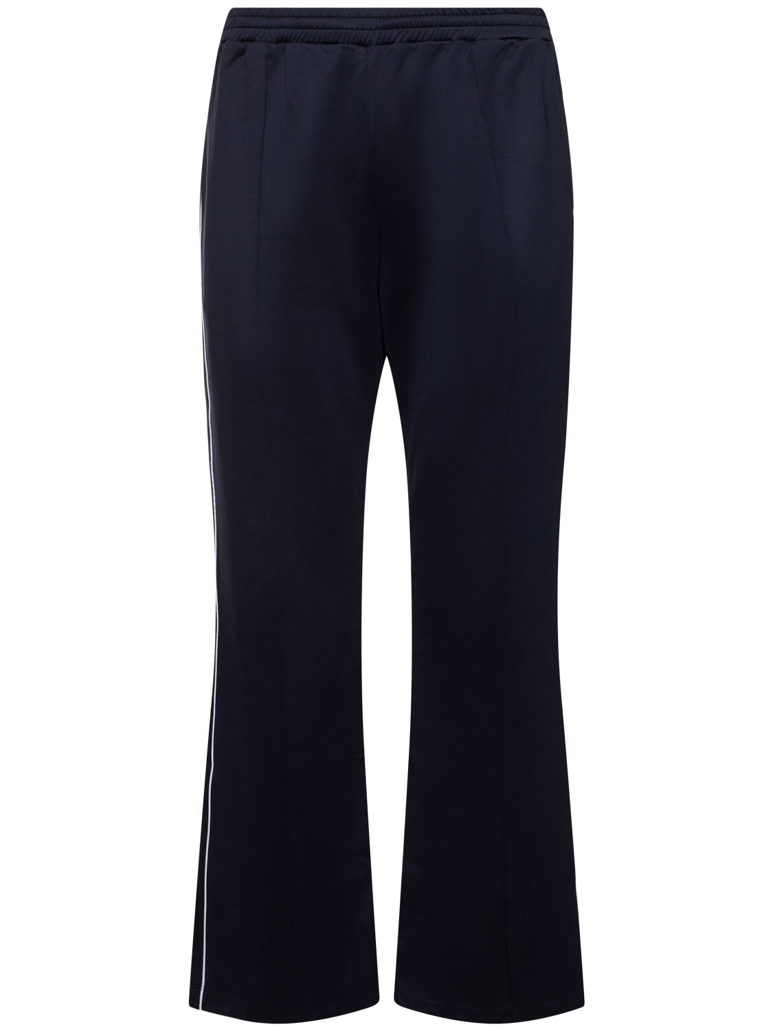 Shop Valentino Double Cotton Blend Jersey Track Pants In Navy