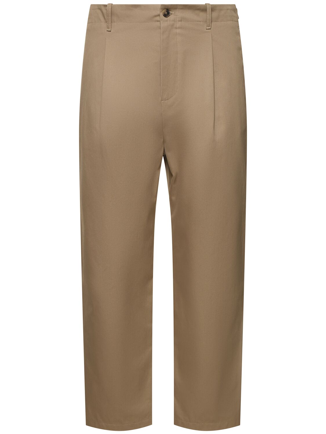 Valentino Pleated Cotton Gabardine Pants In Beige