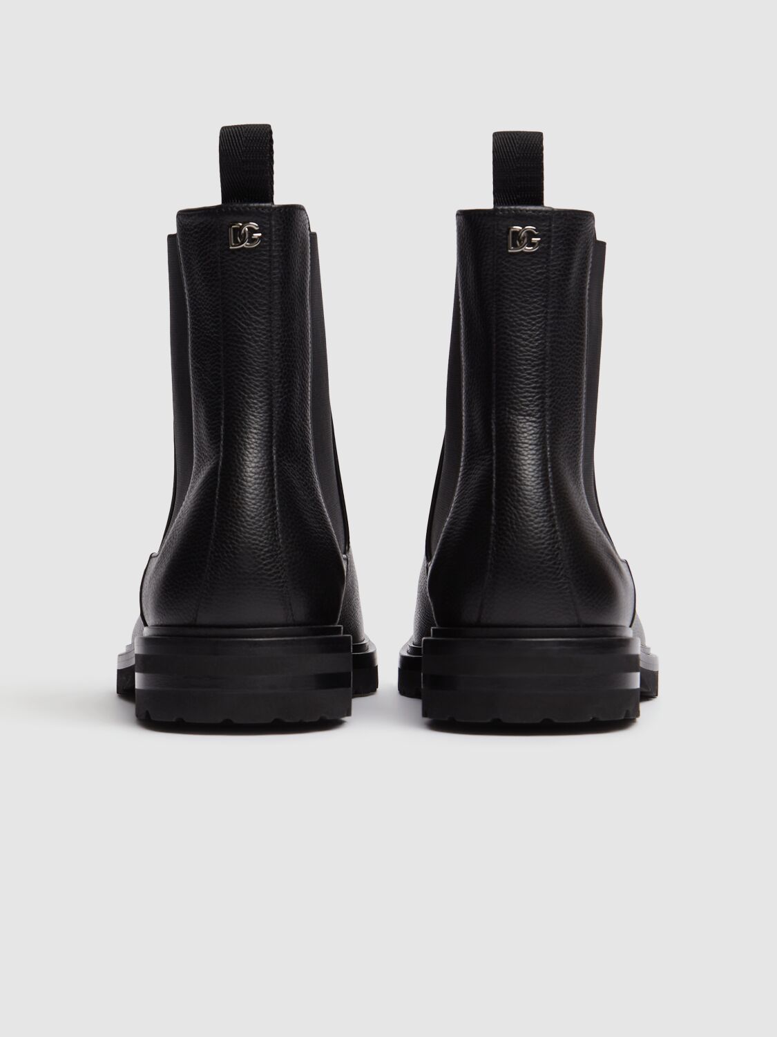 Dolce & Gabbana Mens Elasticated-panel Pull-tab Leather Chelsea Boots Blac In Black