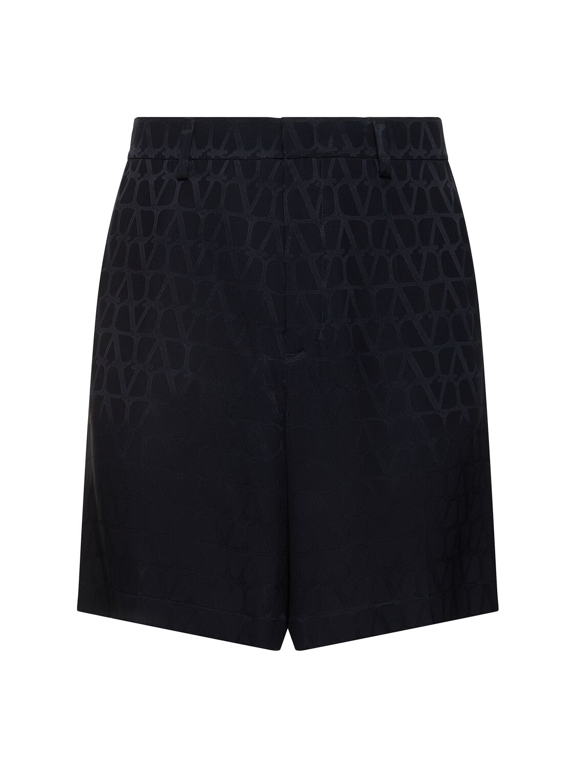 Shop Valentino Monogram Jacquard Silk Shorts In Blue