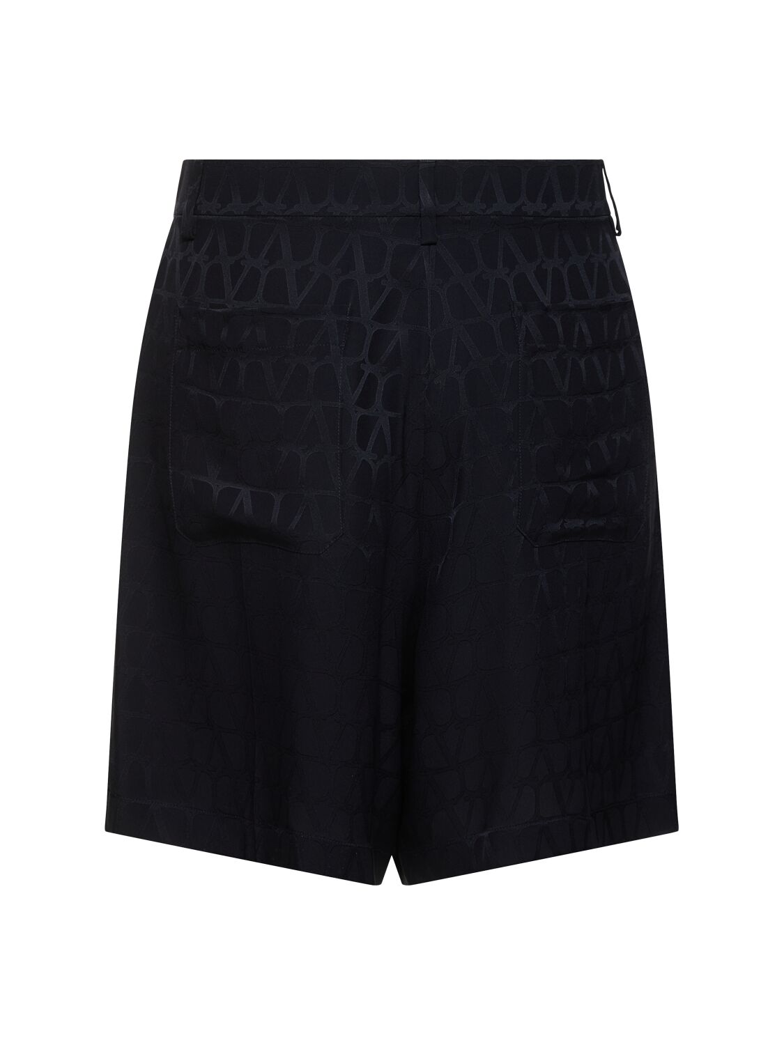 Shop Valentino Monogram Jacquard Silk Shorts In Blue