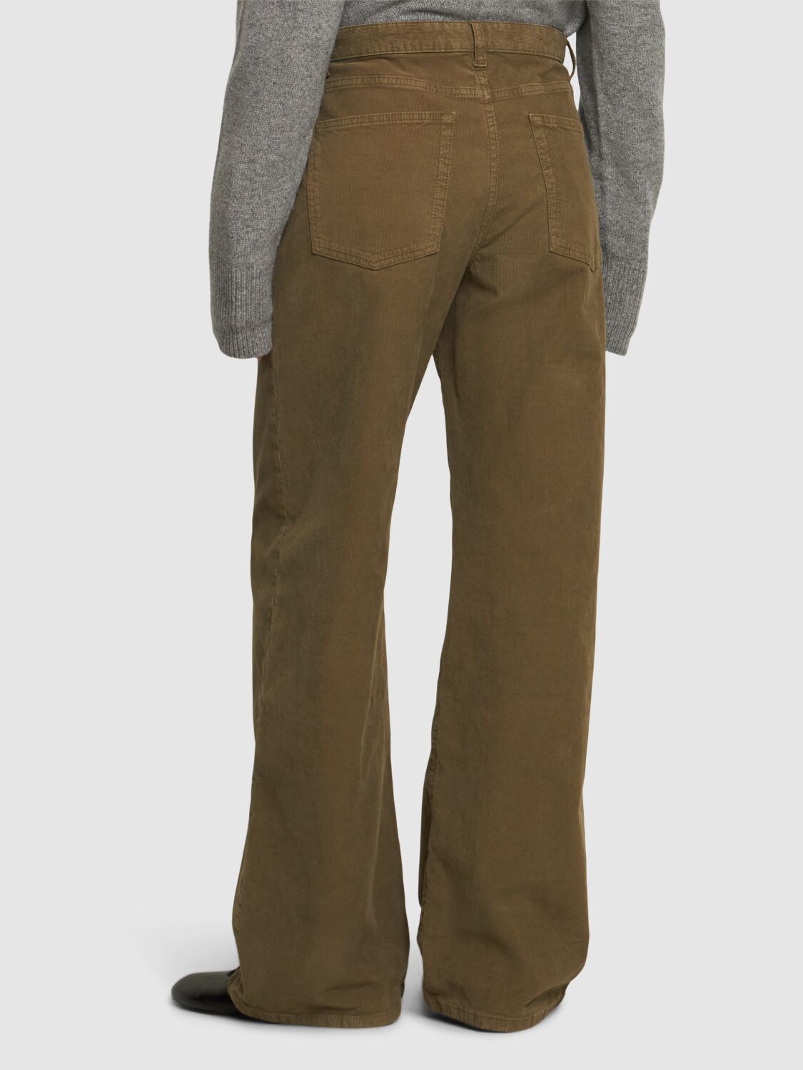 The Row Eglitta Stretch Corduory Wide Leg Pants In Khaki