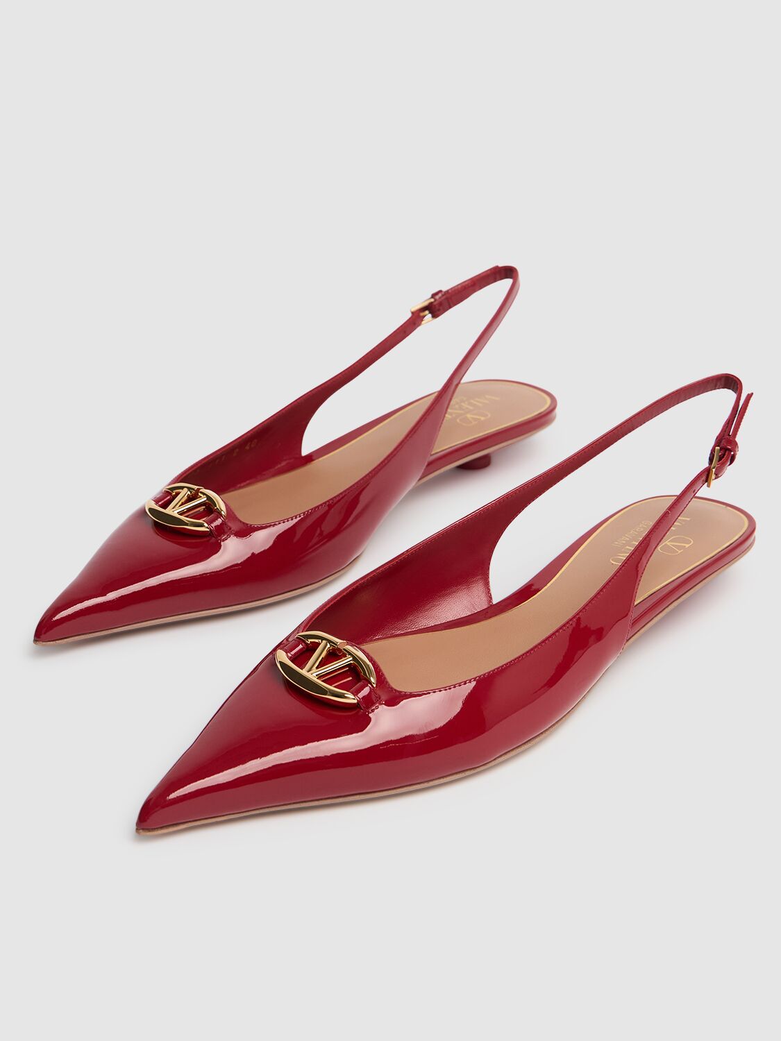 Shop Valentino 20mm Vlogo Patent Leather Slingbacks In Red