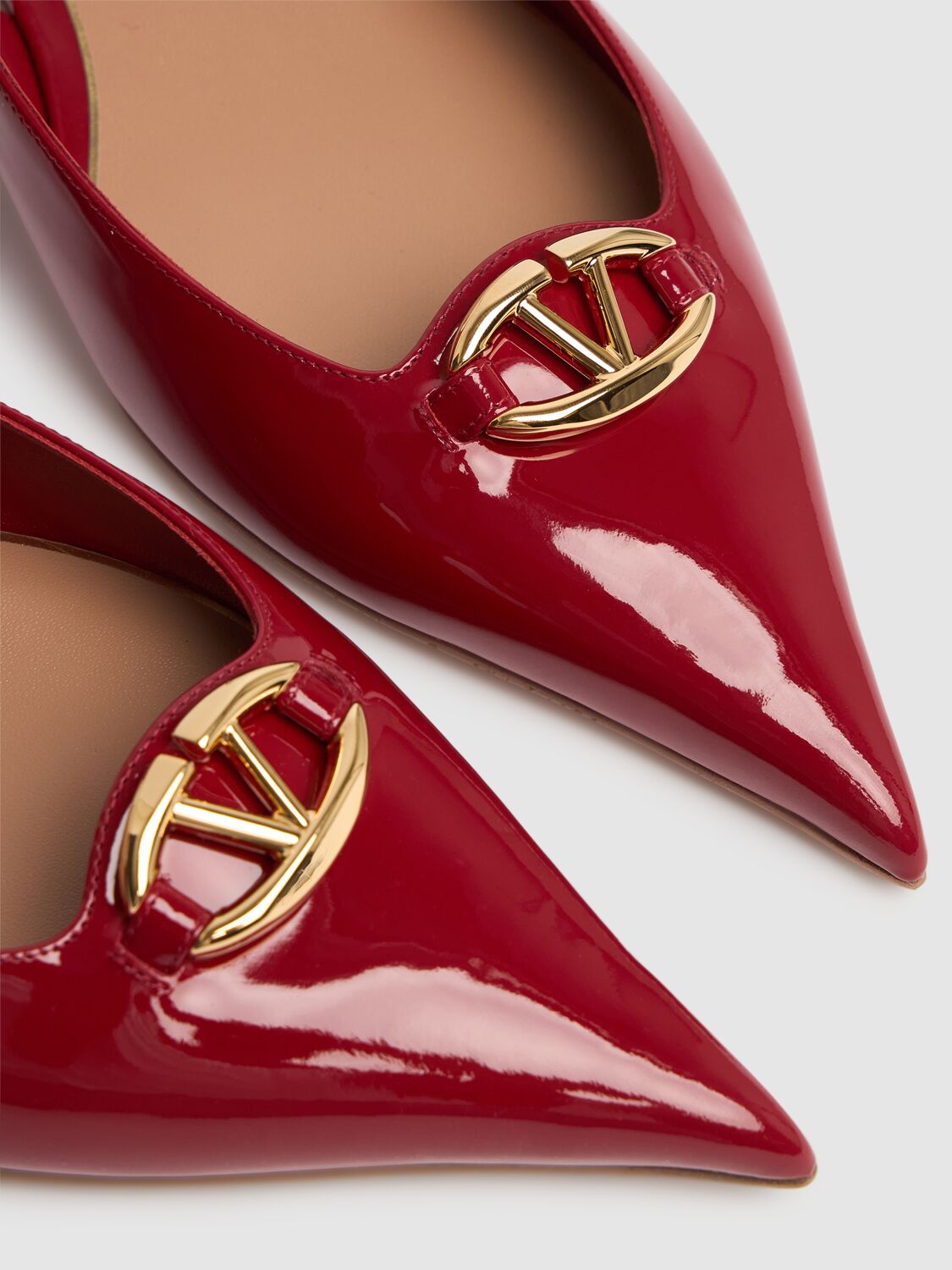 Shop Valentino 20mm Vlogo Patent Leather Slingbacks In Red