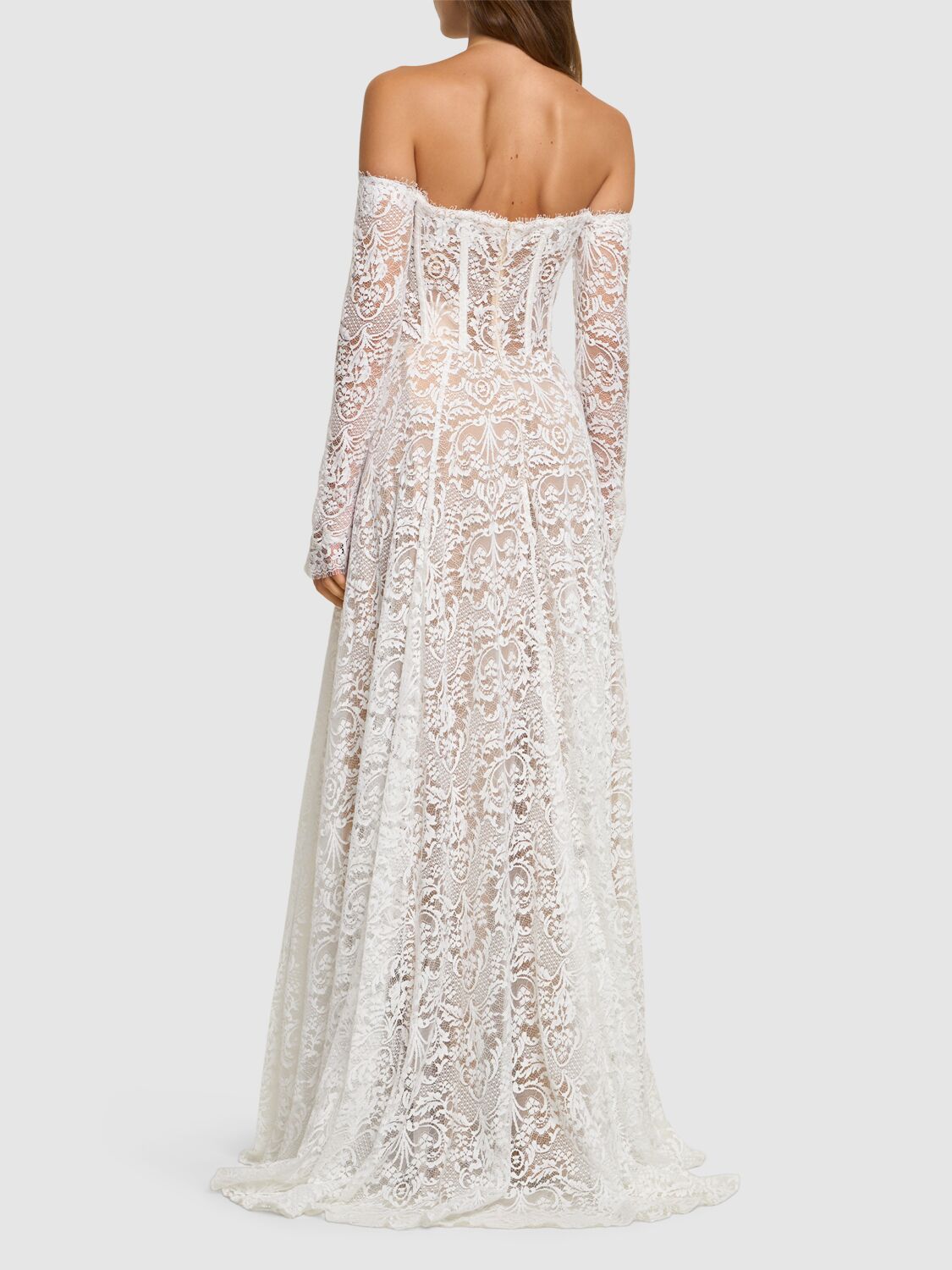 Shop Zuhair Murad Embroidered Off-the-shoulder Long Dress In White