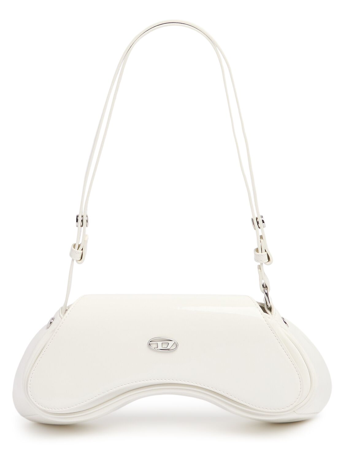 Shop Diesel Play Glossy Tech Crossbody Bag In White