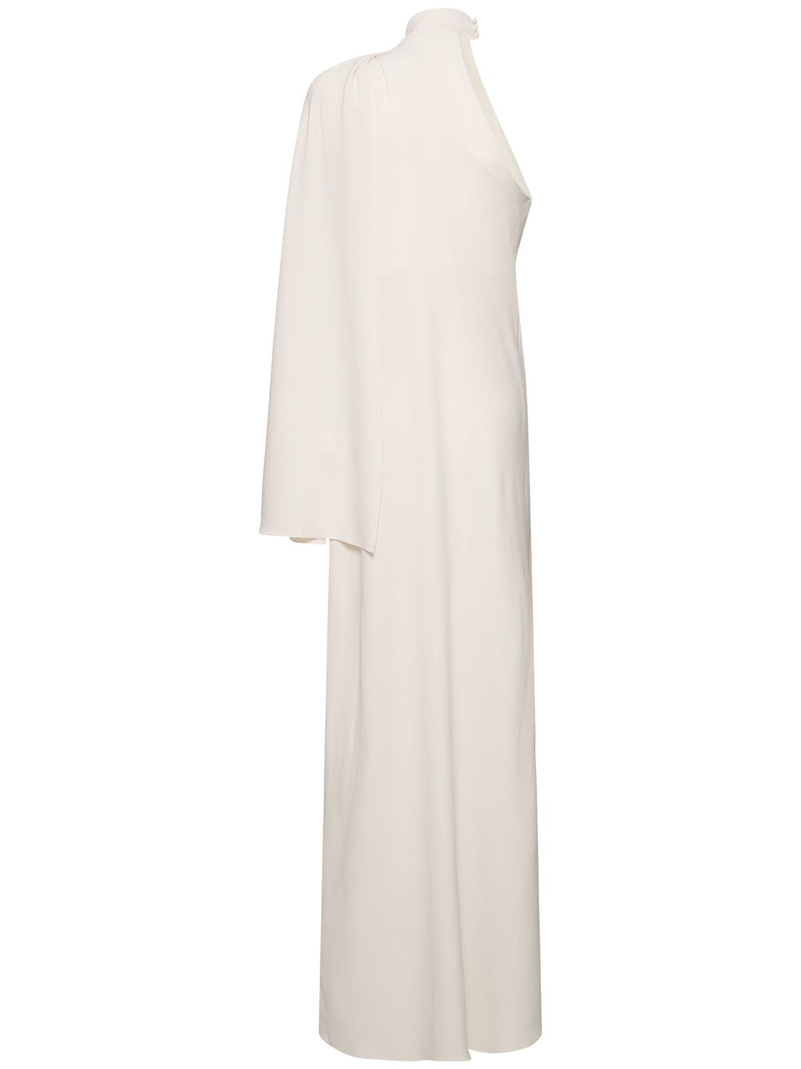 Shop Zuhair Murad One Sleeve Draped Cady Maxi Dress In White