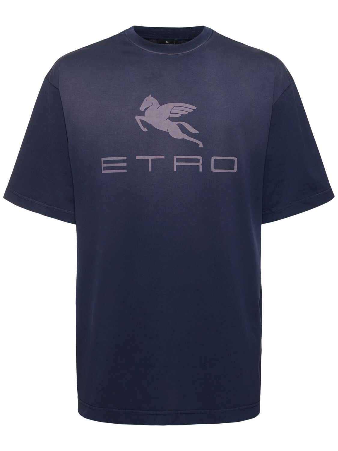 Shop Etro Printed Logo Cotton T-shirt In Blue