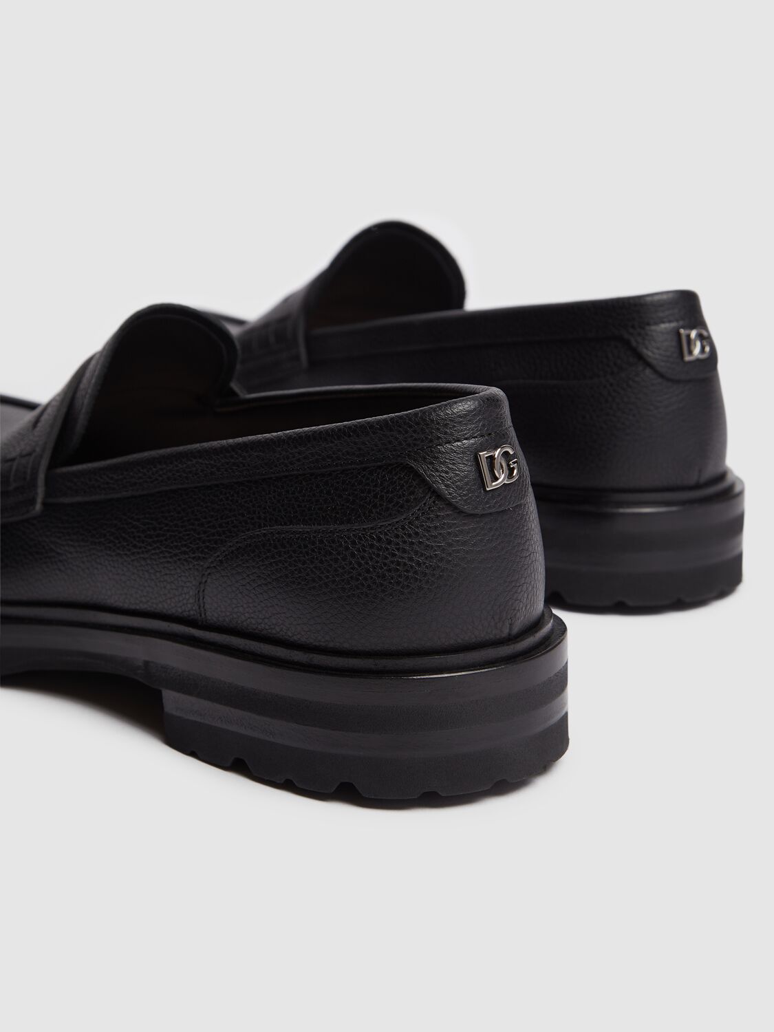 Dolce & Gabbana Formale Grained Leather Loafers In Black