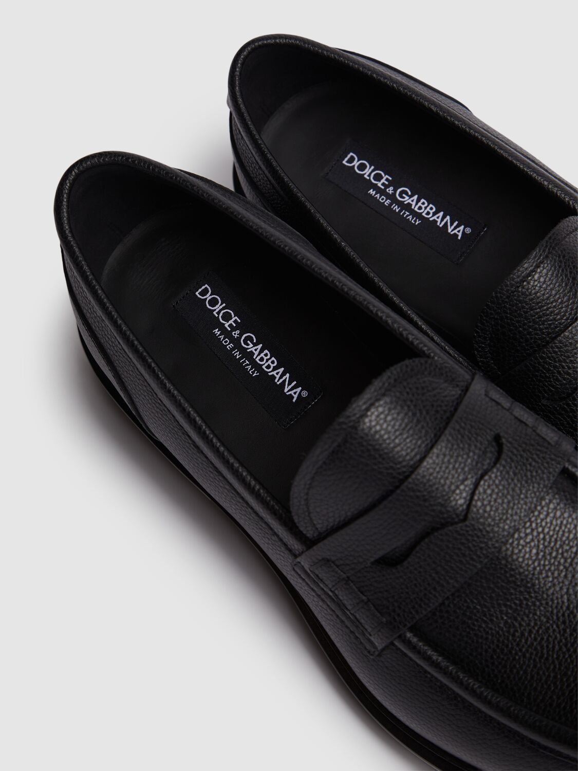 Dolce & Gabbana Formale Grained Leather Loafers In Black