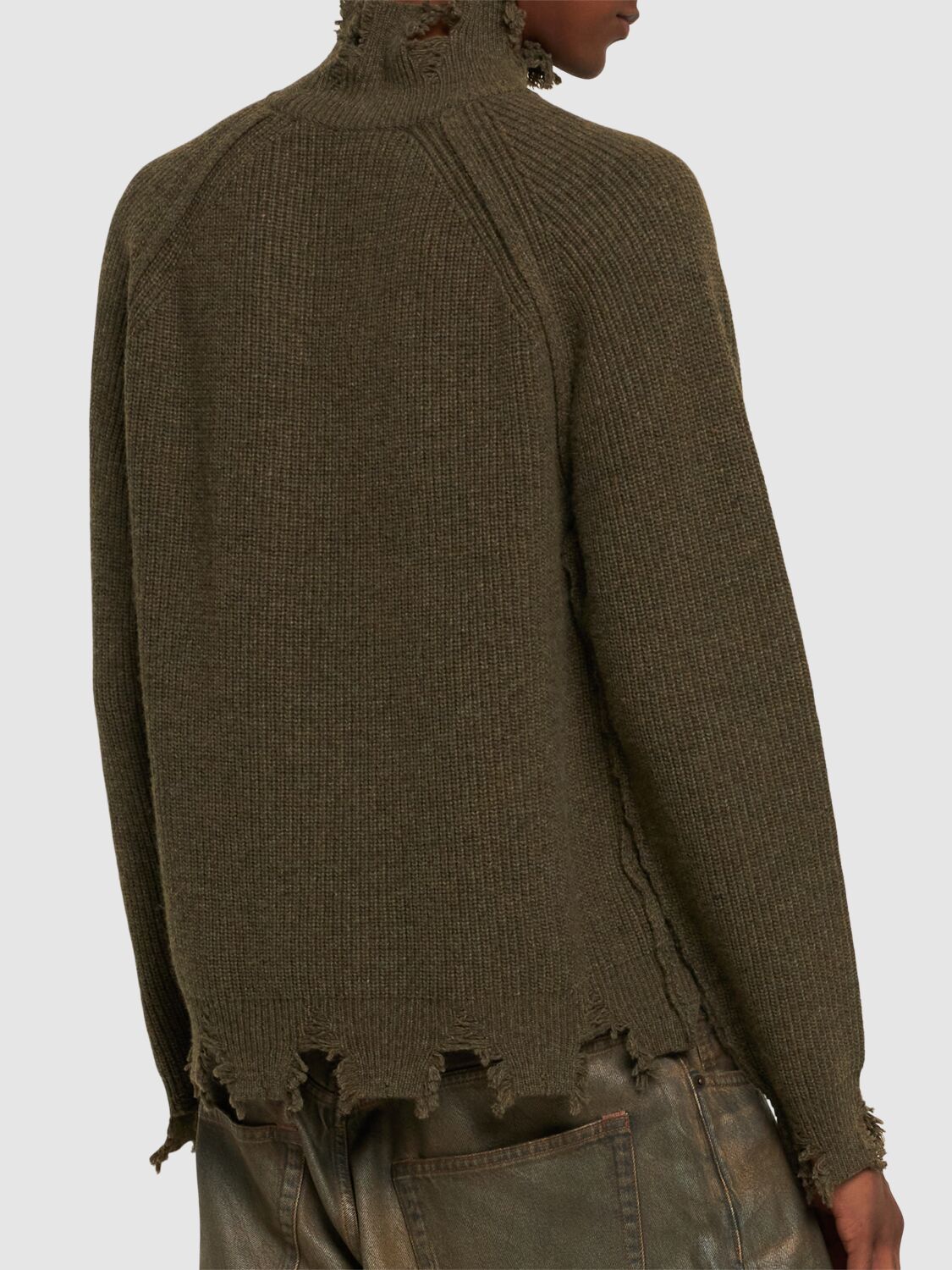 Shop Andersson Bell Roghen Distressed Turtleneck Sweater In Taupe