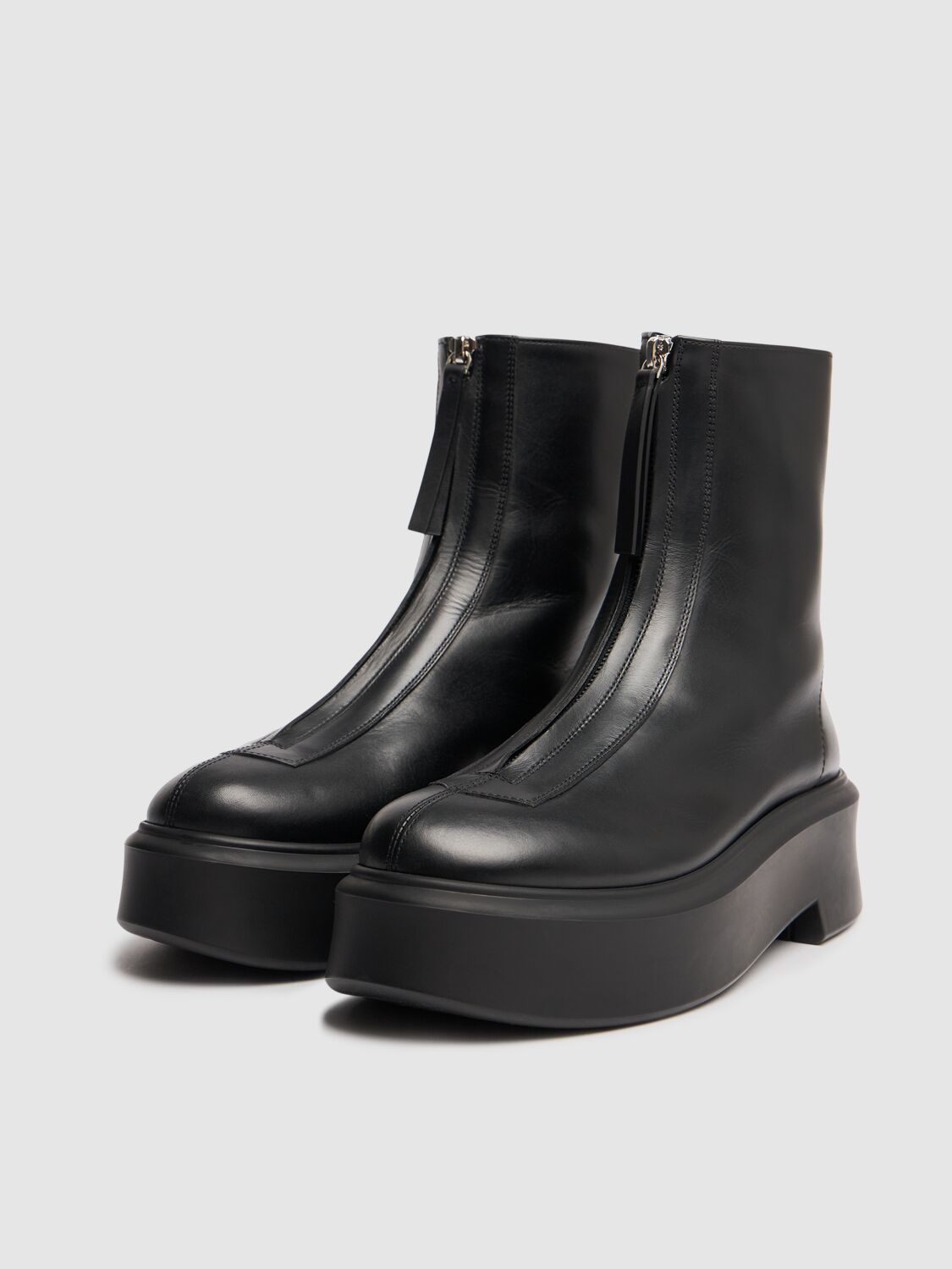 Shop The Row 50mm Zipped Leather Ankle Boots In Black