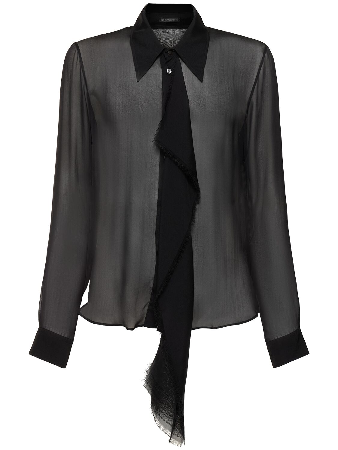 Ann Demeulemeester Bjarn Silk Sheer Shirt In Black