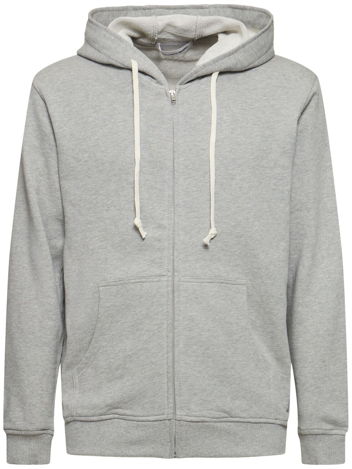 Comme Des Garçons Shirt Strong Will Cotton Zip Hoodie In Gray