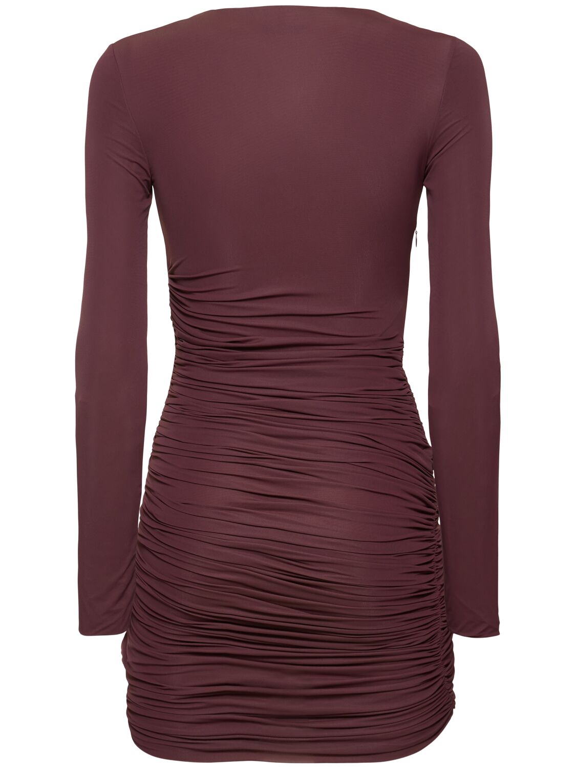 Shop Christopher Esber Venus Looped Sheer Jersey Mini Dress In Brown