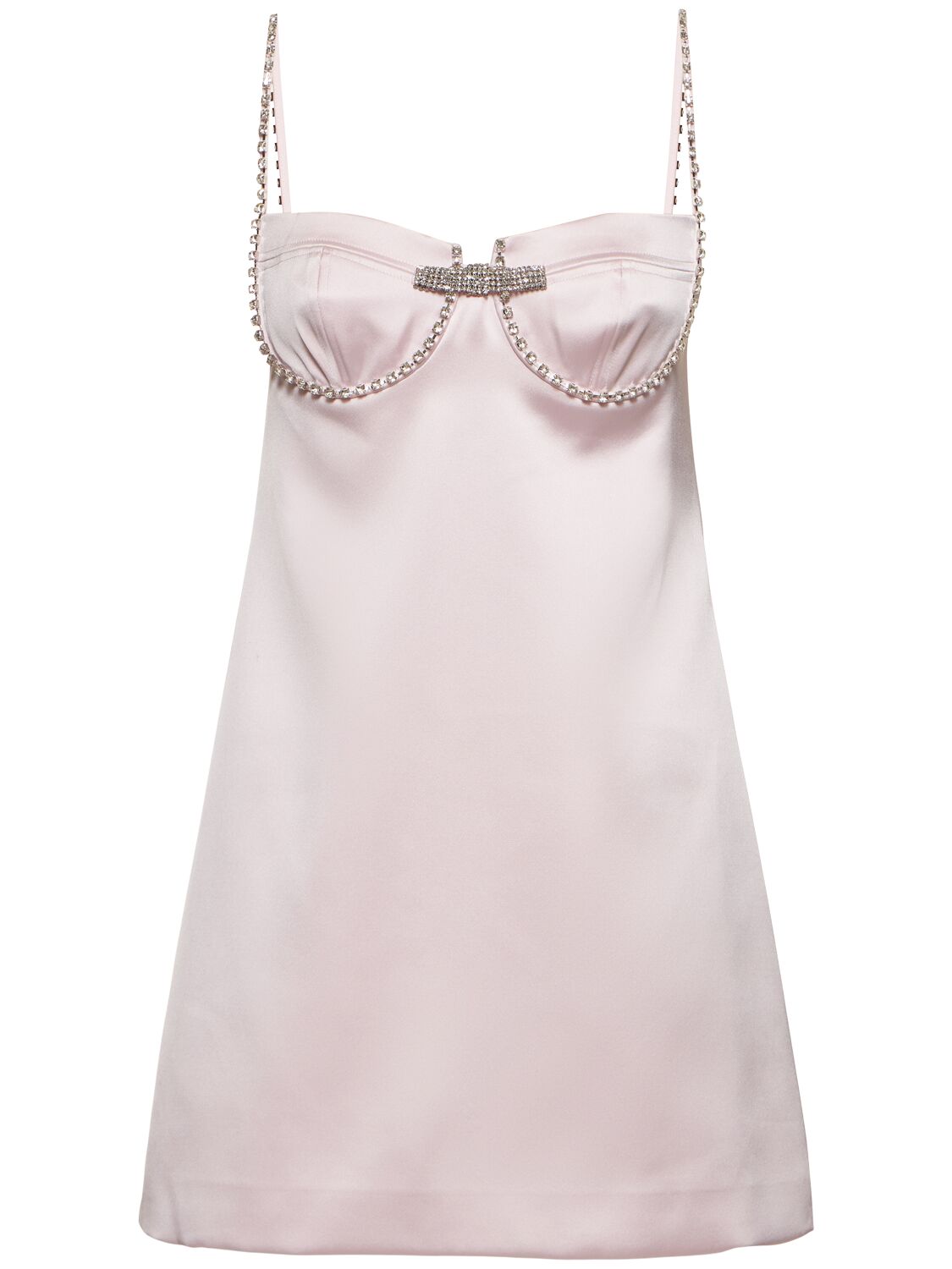 Shop Self-portrait Embellished Satin Mini Dress In Pink