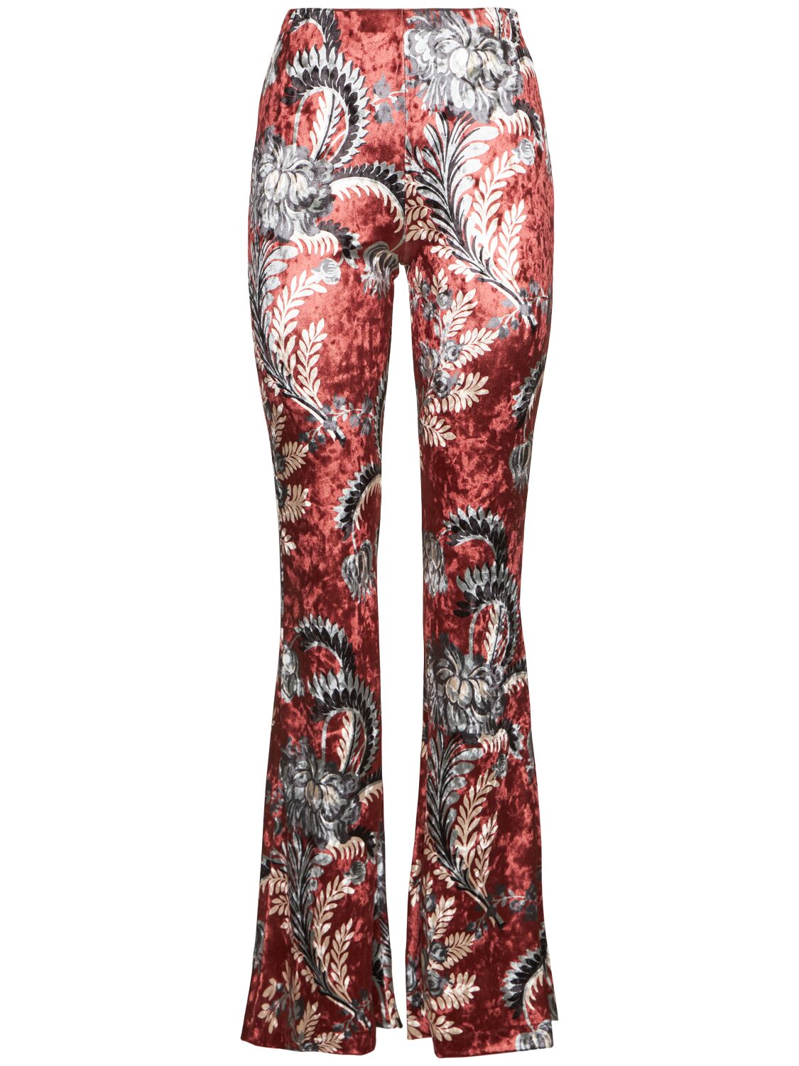 Etro Printed Jersey Flared Pants In Brown/multi