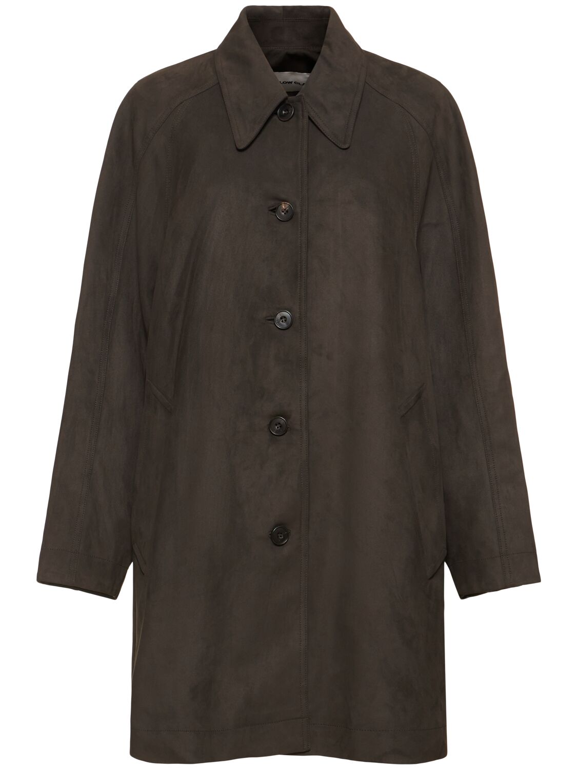 Low Classic Faux Suede Short Coat In Dark Brown