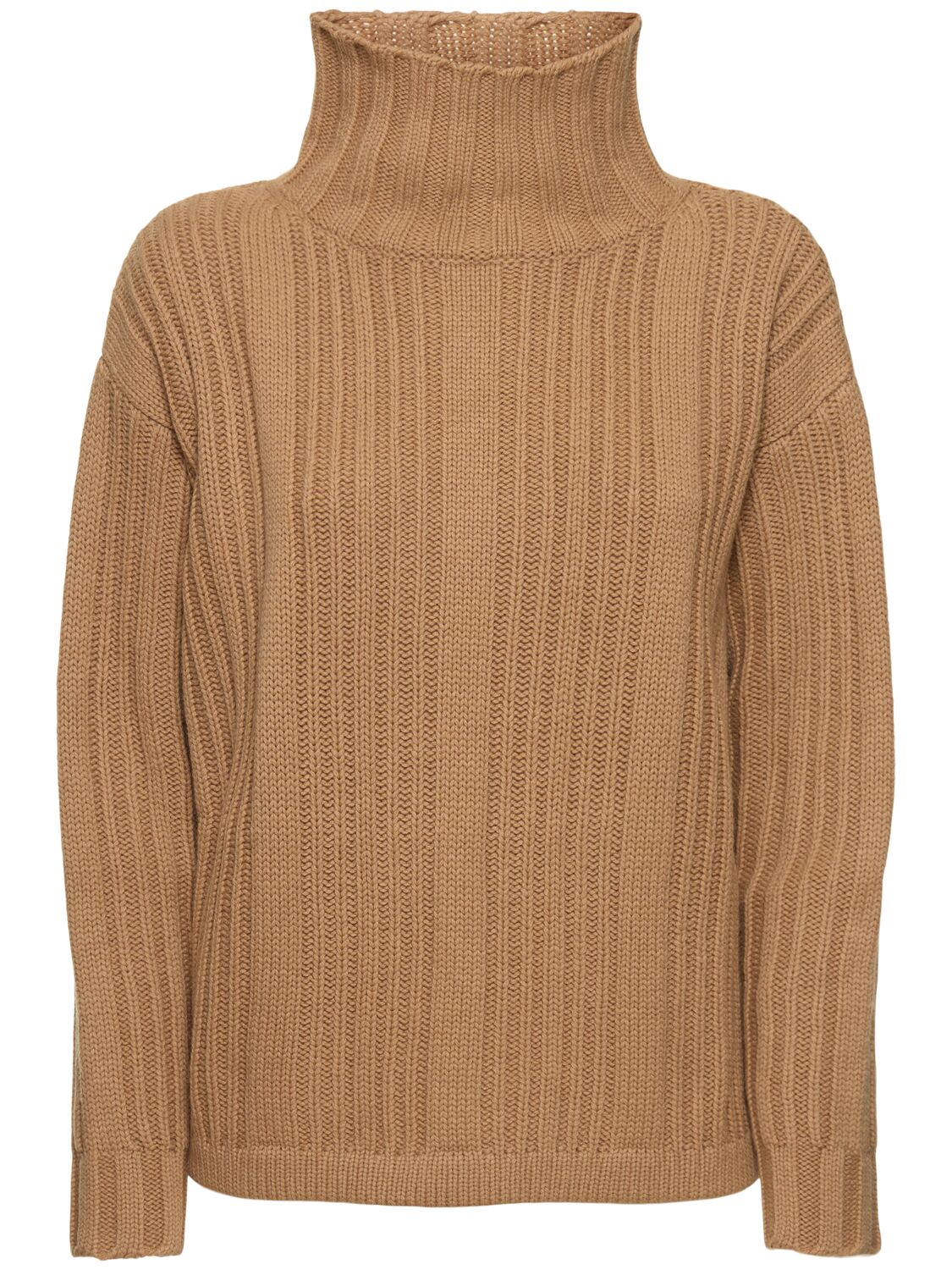 Shop Max Mara Vitalba Wool Knit Turtleneck Sweater In Camel