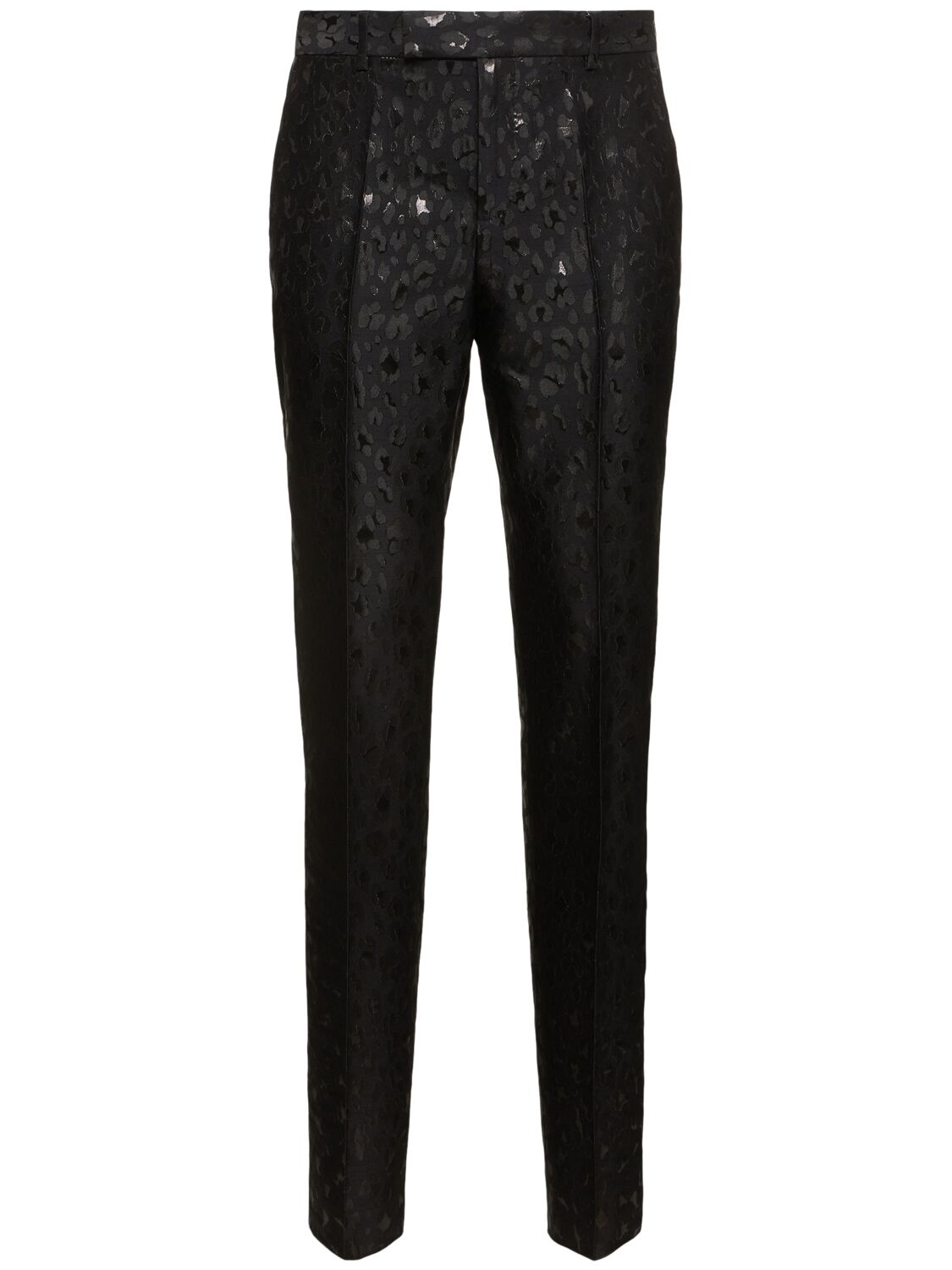 Versace Jacquard Lurex Pants In Black