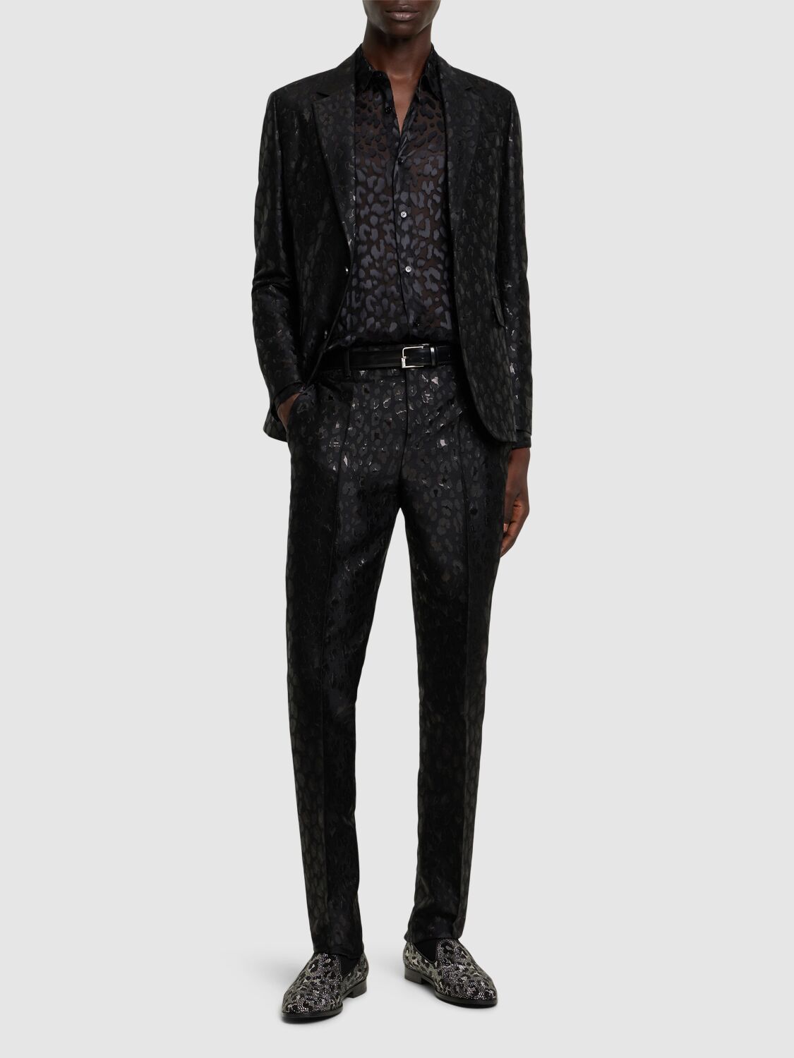 Shop Versace Jacquard Lurex Pants In Black