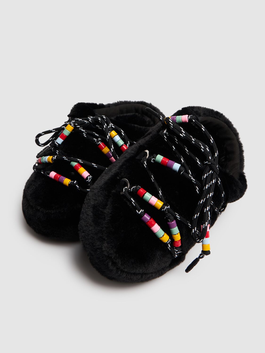 Shop Moon Boot Icon Synthetic Loafers W/ Beads In 黑色