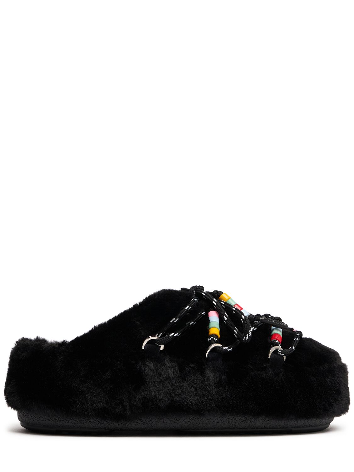 Shop Moon Boot Icon Synthetic Loafers W/ Beads In 黑色