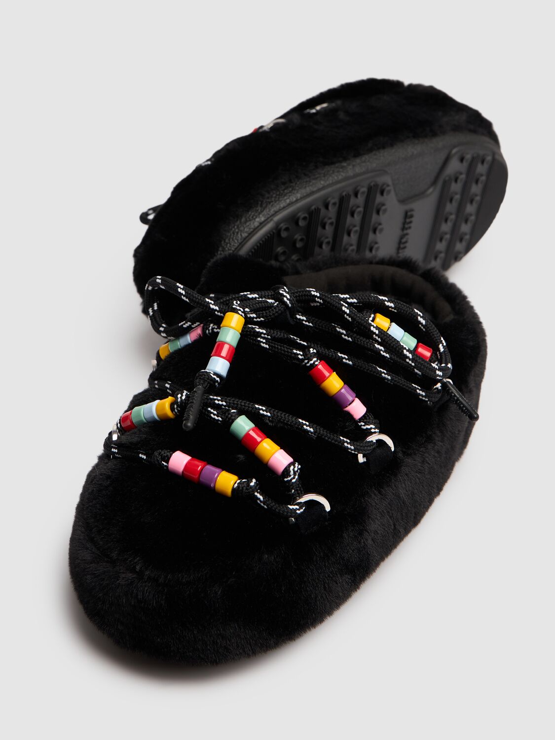 Shop Moon Boot Icon Synthetic Loafers W/ Beads In 黑色