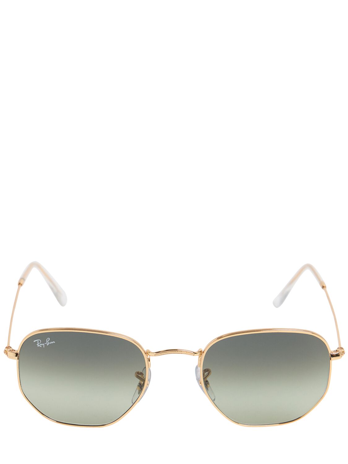 Ray Ban Hexagonal Flat Lens Metal Sunglasses In Gold