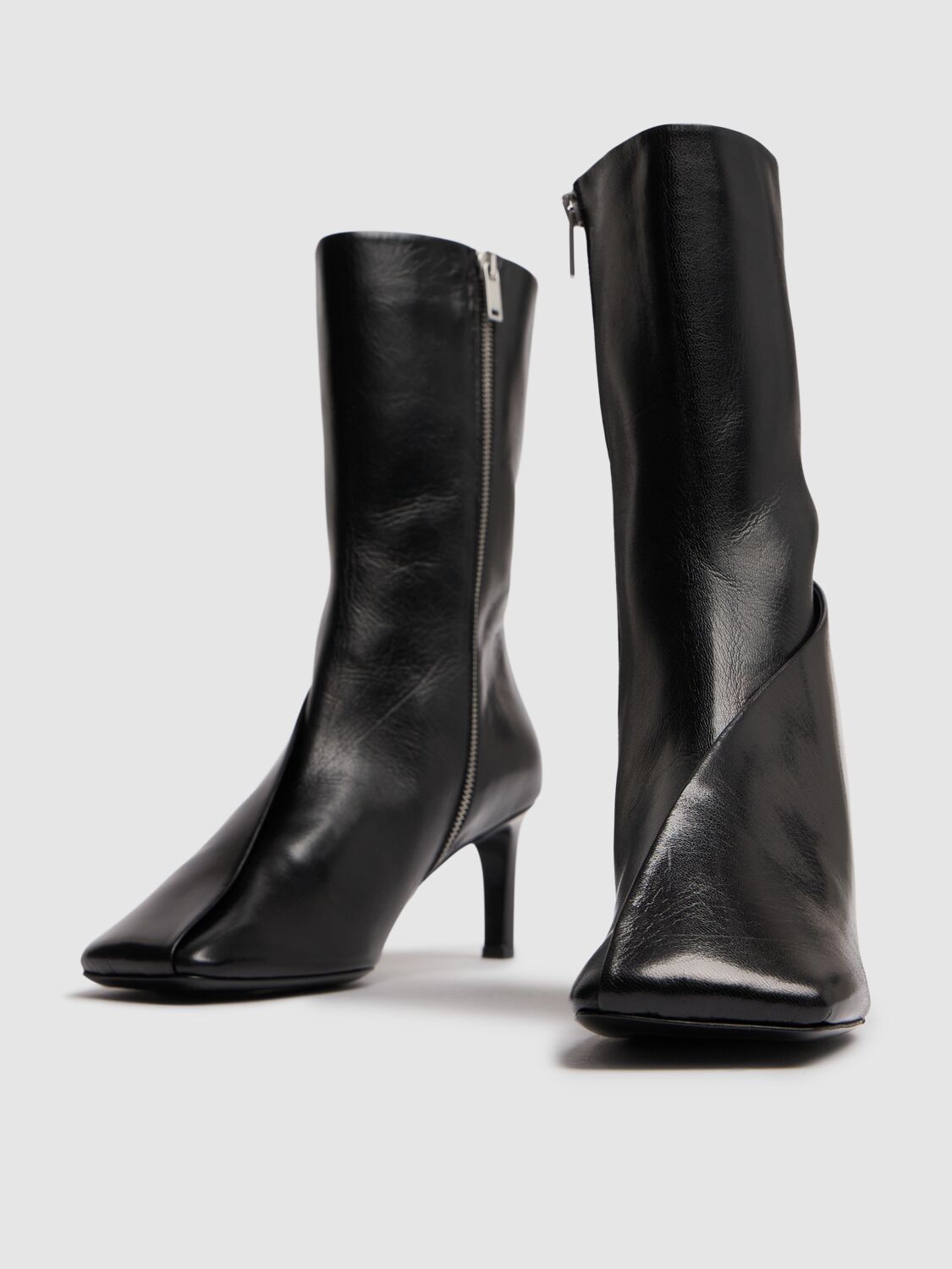 Shop Jil Sander 65mm Leather Ankle Boots In Black