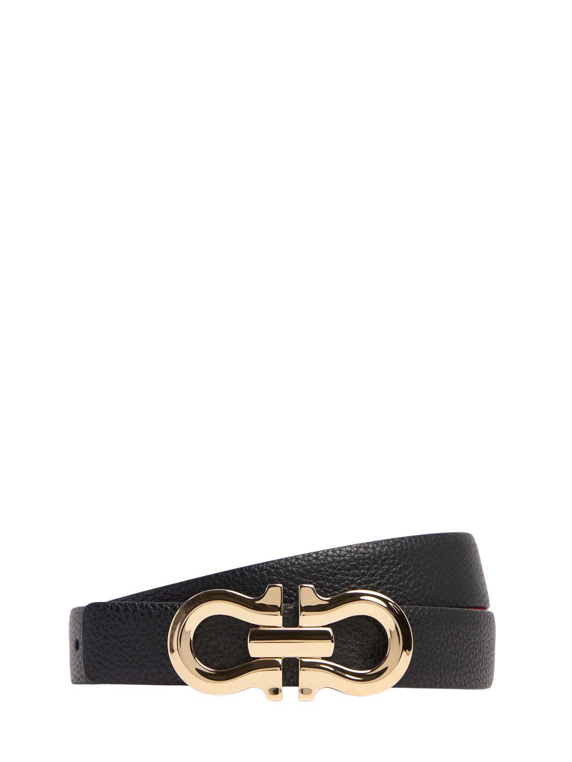 Ferragamo 25mm Reversible Leather Belt In Nero/ Flame Red