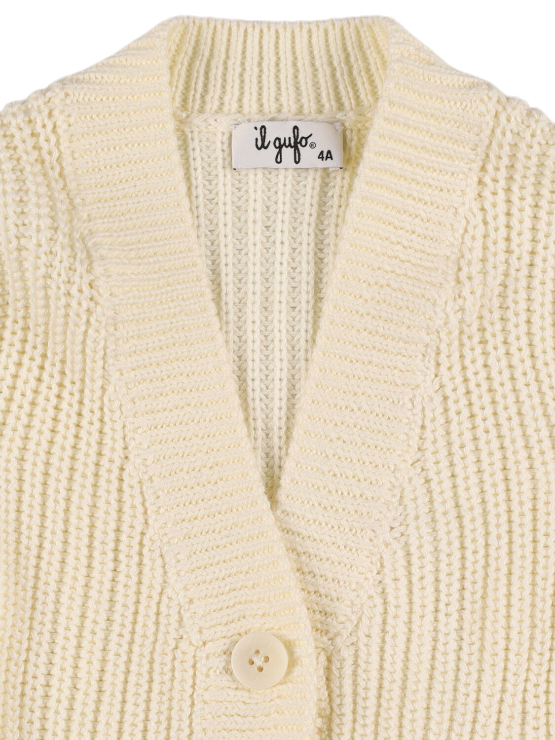 Shop Il Gufo Cotton Knit Cardigan In White