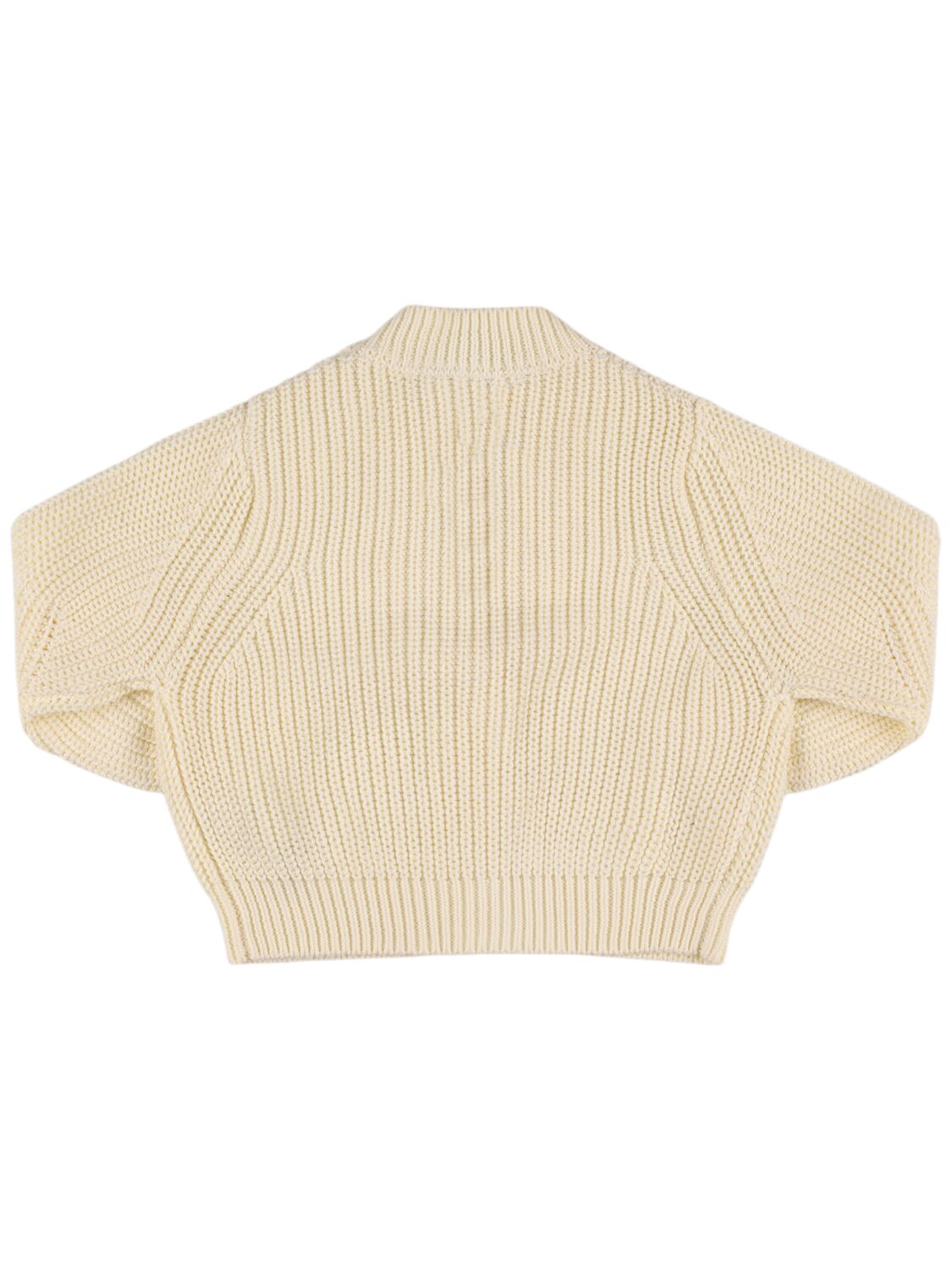 Shop Il Gufo Cotton Knit Cardigan In White