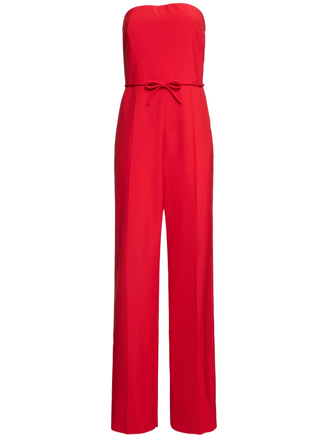 Shop Valentino Dry Tailoring Strapless Wool Jumpsuit In Red