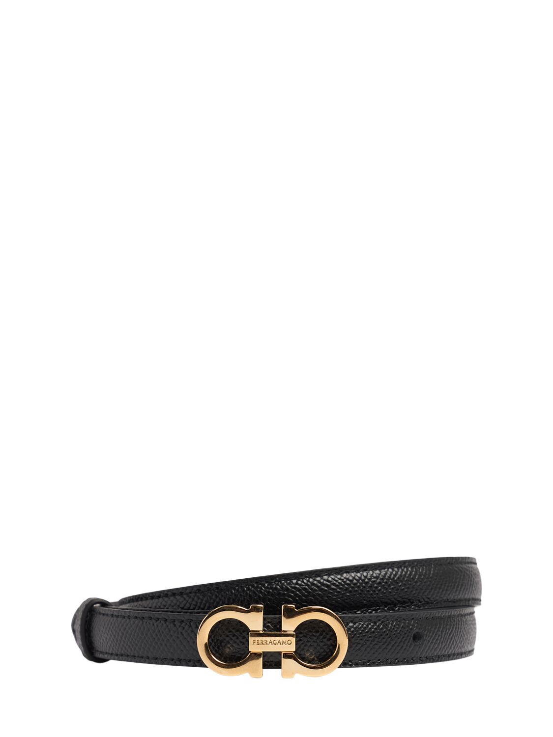 Ferragamo 15mm Gancini Score Leather Belt In Black